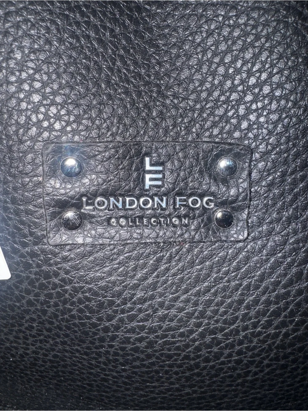 London Fog Black Pebbled Leather Backpack with Front Zip Pocket